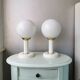 Set of 2 vintage Bony Design table lamps with 80s glass bulb hood