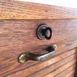 Vintage curtain binder in solid brown oak year 50