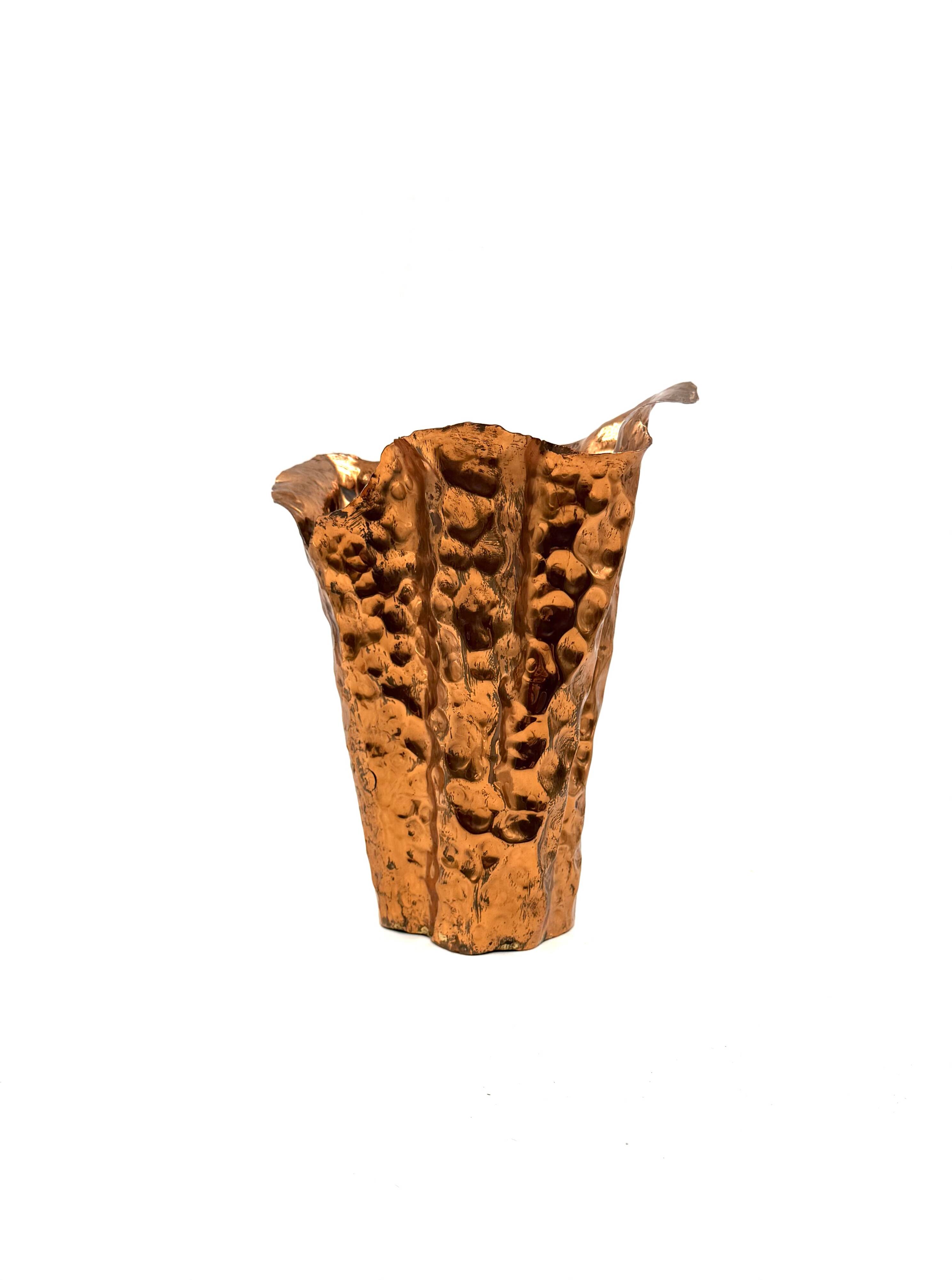 Angelo Bragalini, Mid-century copper vase, Bologna Italy 1960s