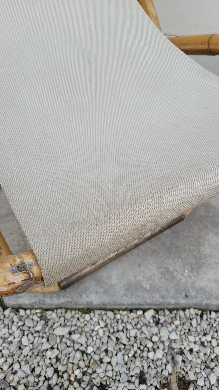 Vintage bamboo deck chair armchair 1950s Italy