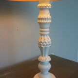 White wooden lamp and brick lampshade