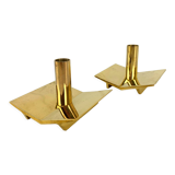 Pair of Scandinavian brass candle holders, model N°70, Pierre Forsell for Skultuna, 1960