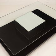 Cidue Mid Century Italian Black Lacquer, Mirror and Glass Coffee Table 1970