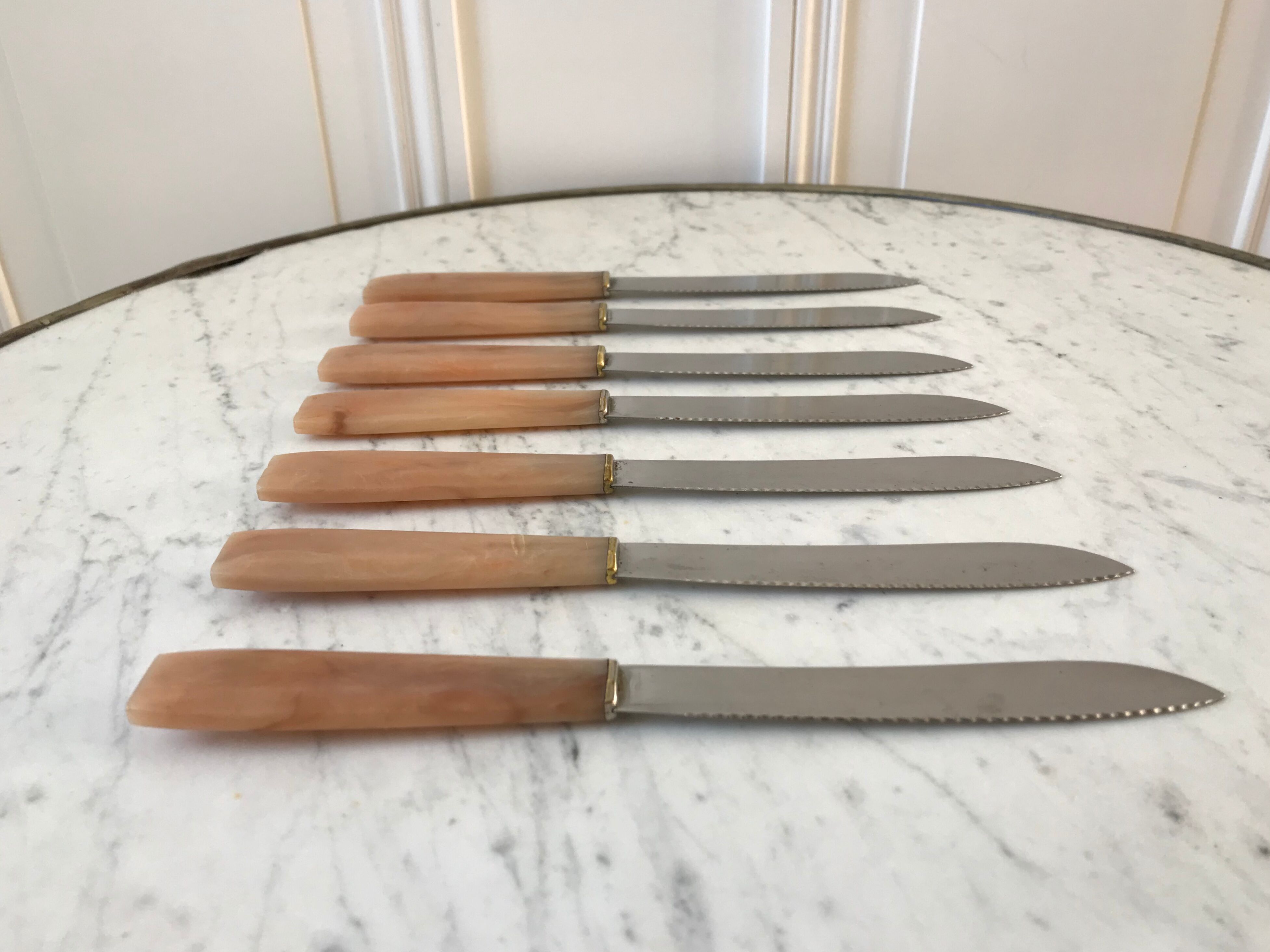 Set of 7 horn knives 50s