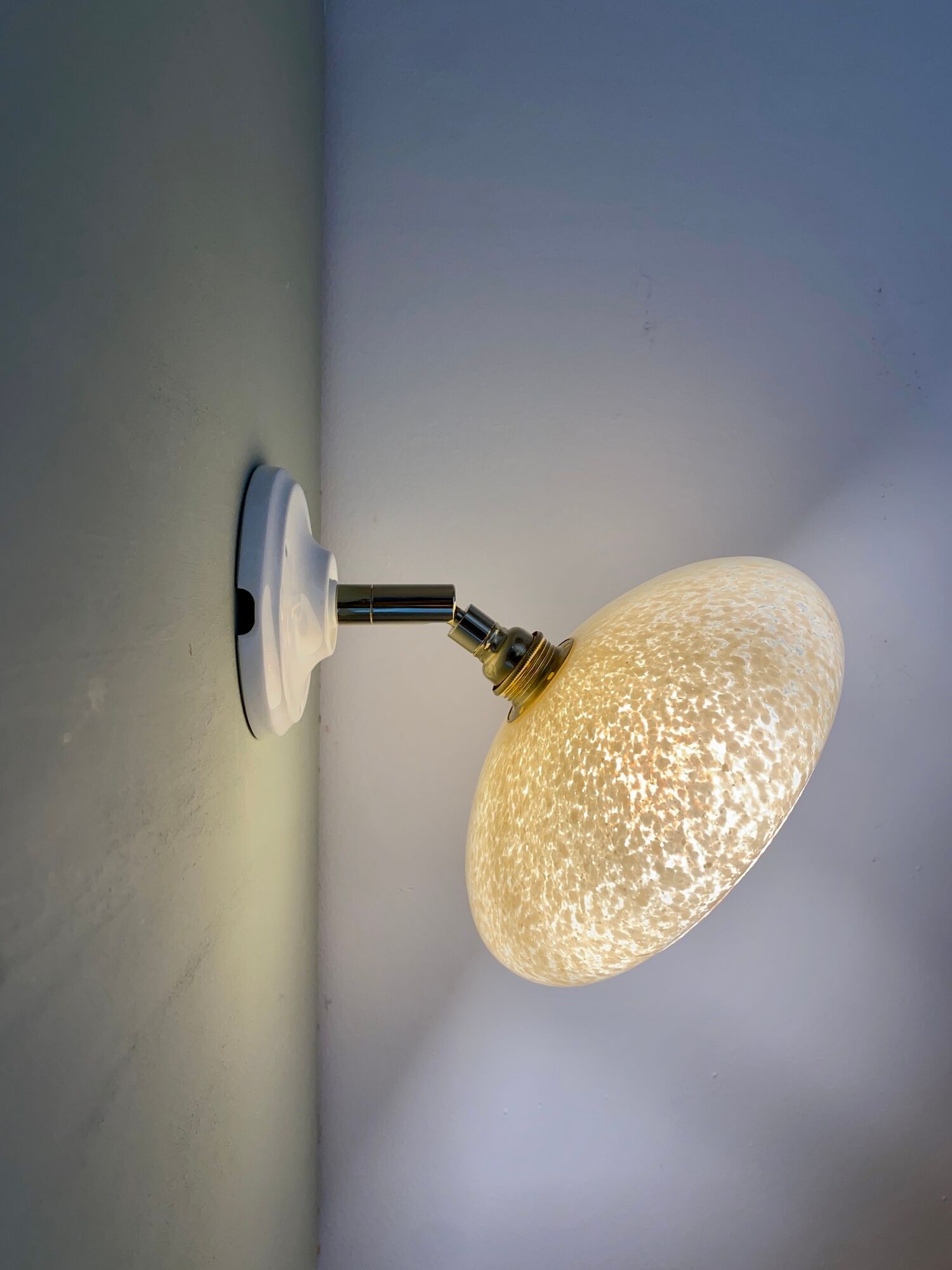 Vintage lampshade in Clichy glass pale yellow