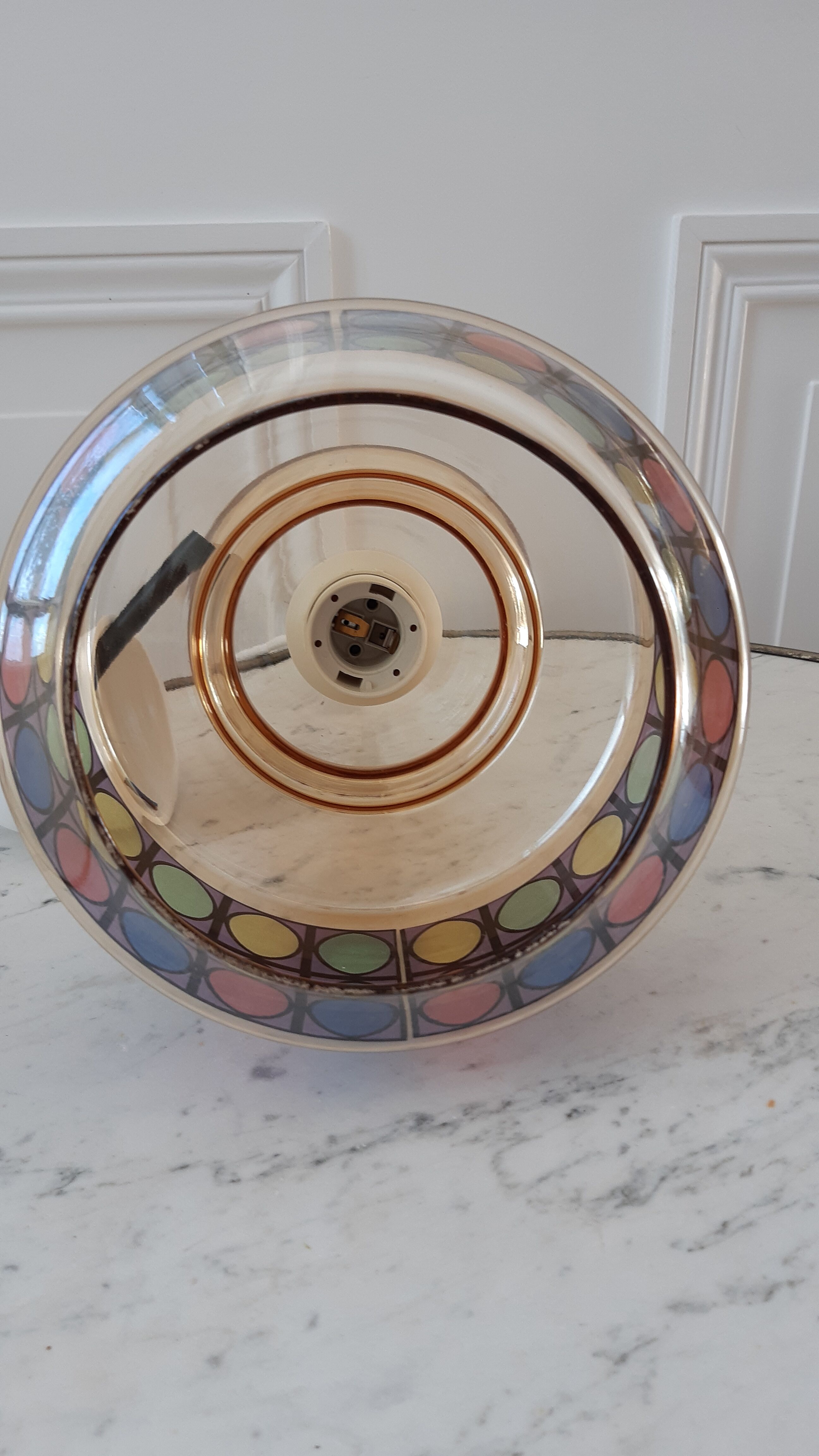 Colored glass pendant lamp 70s