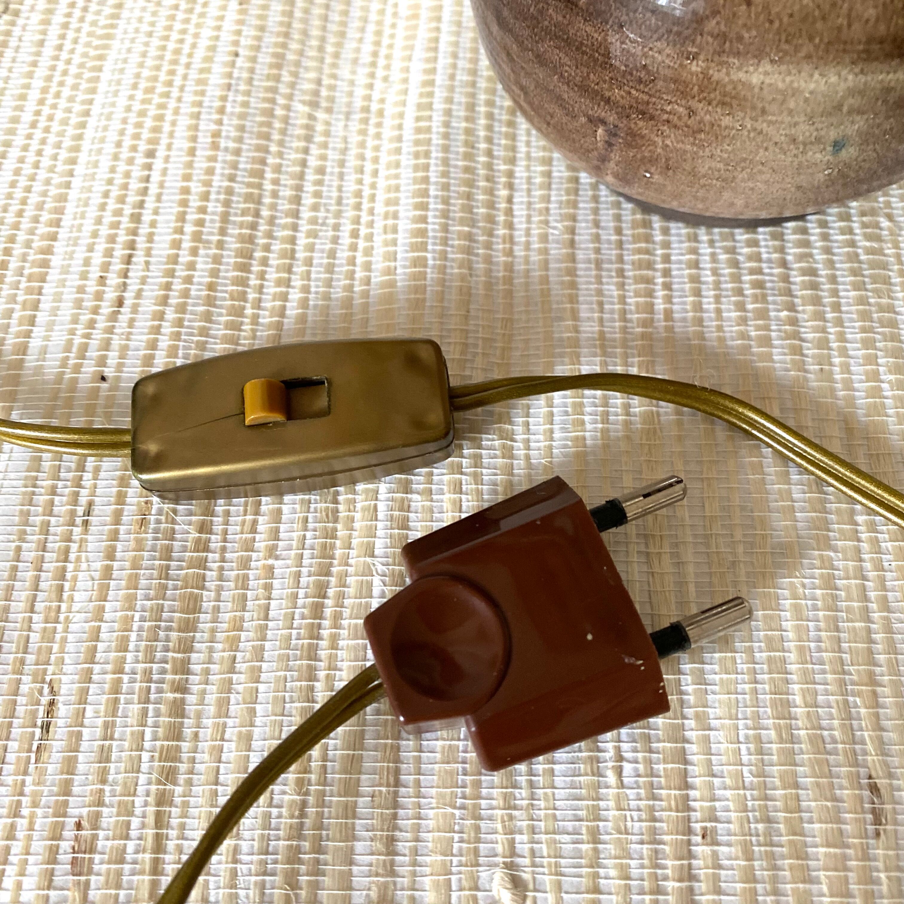 Vintage ceramic and wool lamp, 70s