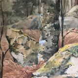 Lyartineau: In the forest of Fontainebleau, watercolor