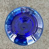 Soliflore en verre vert bleu translucide avec filets dorés - 15 cm
