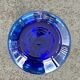 Translucent green blue glass soliflore with gold trim - 15 cm