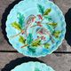 4 old Sarreguemine earthenware plates with bird decoration