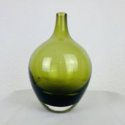 Vase scandinave verre soufflé vert, vintage