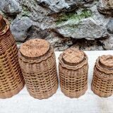 Pots de cuisine verre et rotin