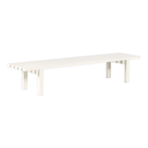 Banc à lattes en métal blanc