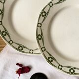 6 Creil and Montereau Labrador terracotta dessert plates, Annecy pattern