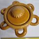 Vintage ceramic pot, ochre, with 8 handles