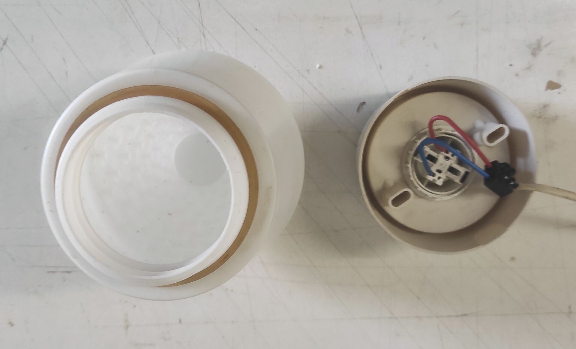 Bauhaus style ceiling light in opaline glass - mid 20th century