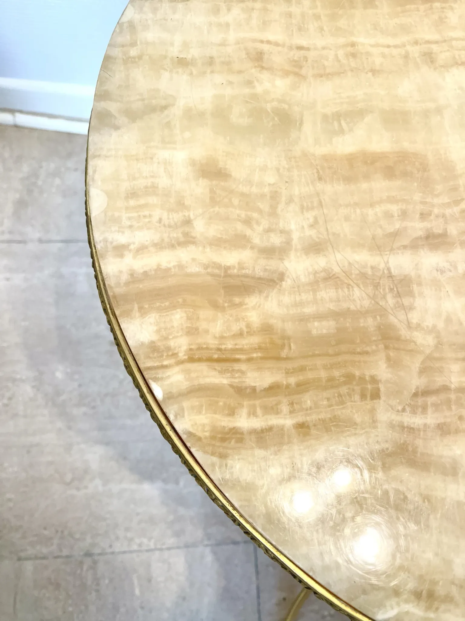Set of 3 nesting tables in marble and gold metal – 1970s