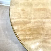 Set of 3 nesting tables in marble and gold metal – 1970s