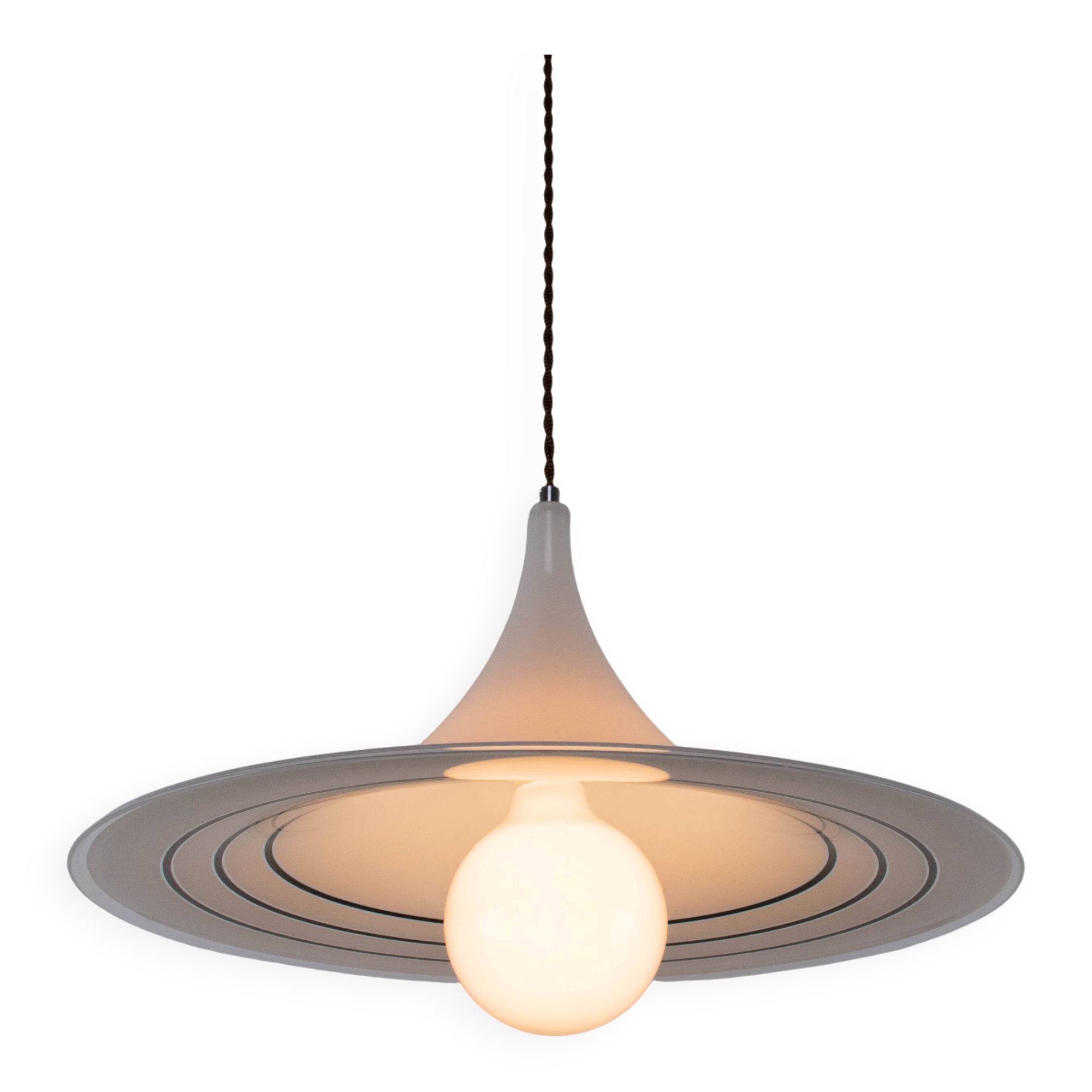 Vintage Black And White Meblo "Albatros" Trumpet Pendant Lamp
