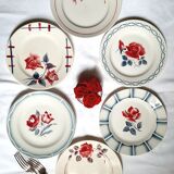 Old flat plates mismatched in earthenware