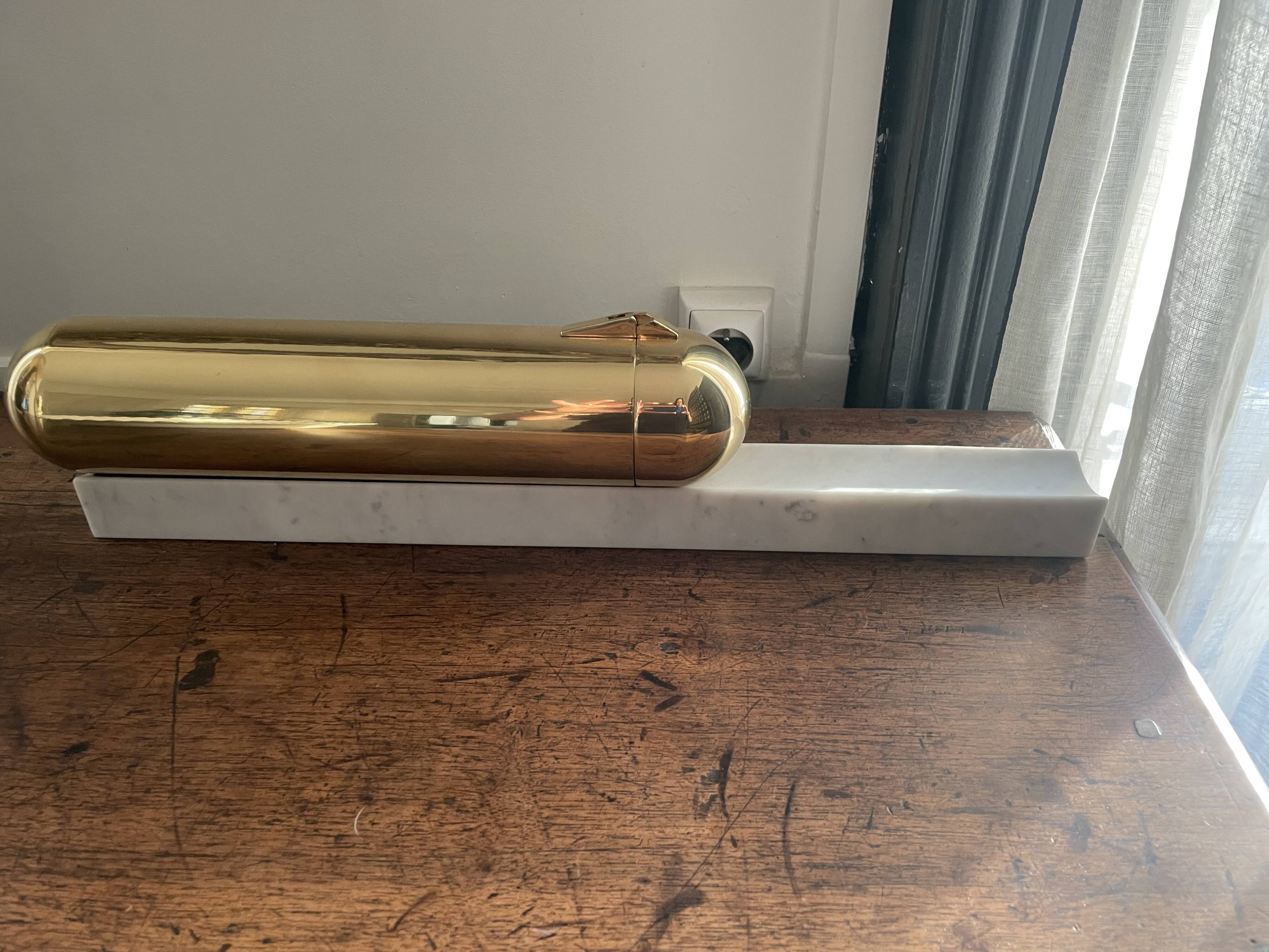 Brass and marble table lamp