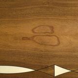 Table Basse Vintage Mid-Century en Acajou, Danemark, avec Motif Peint à la Main par Ole Wanscher