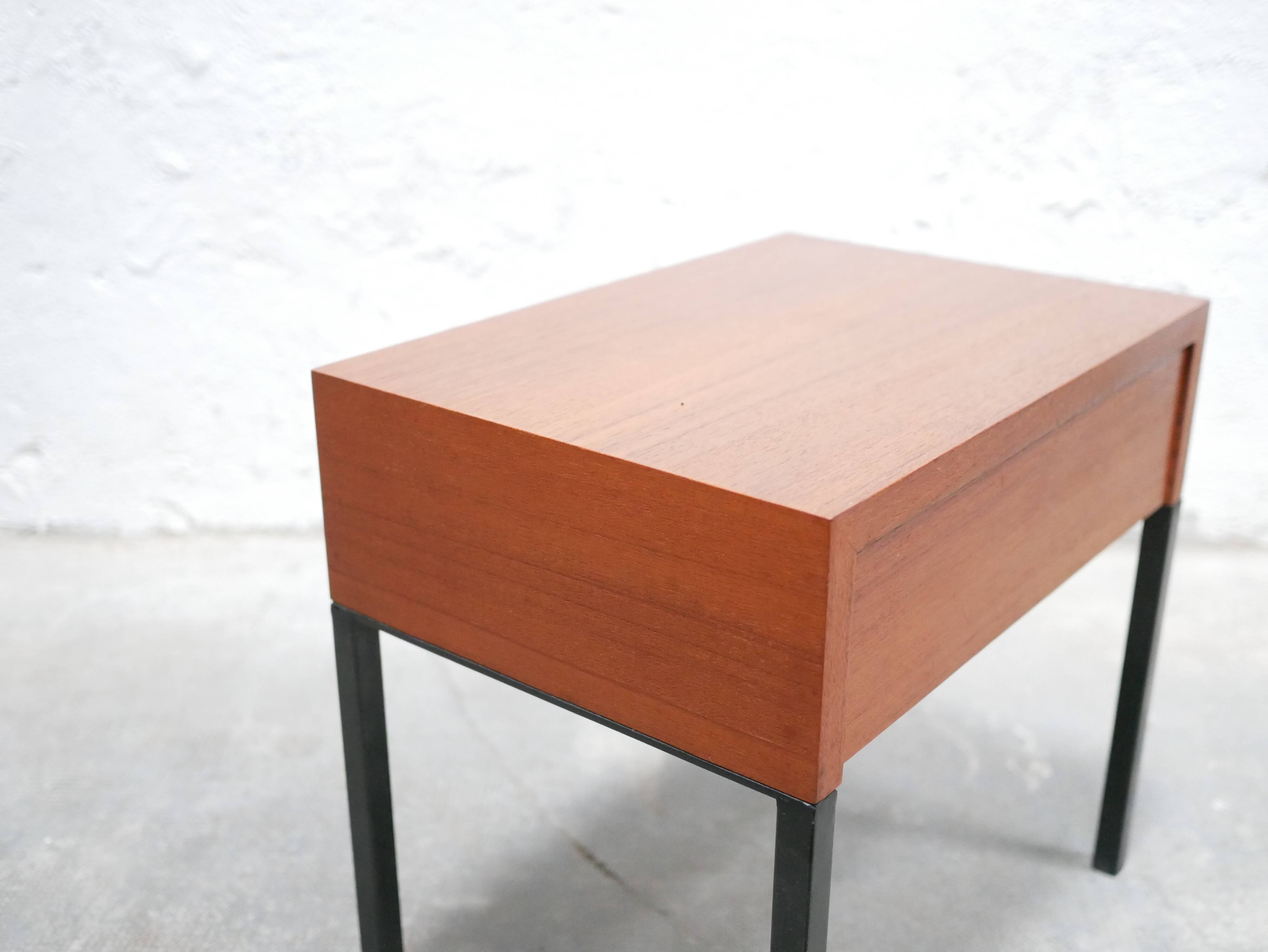 Vintage modernist teak bedside table
