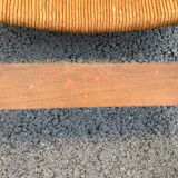 Vintage armchair in straw and brutalist wood