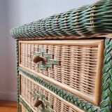 Wicker chest of drawers, 1970s-80s.