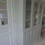 Display case 2 bodies patinated pearl gray waxed finish.