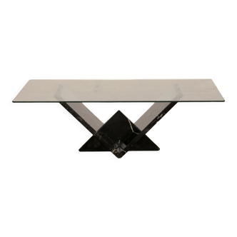 Italian marble coffee table with glass top, 1970