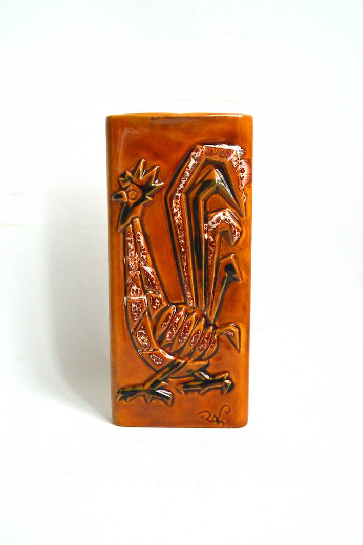 Rooster wall vase in stoneware