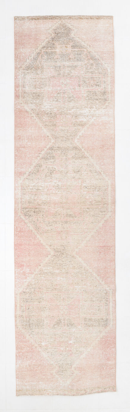 3x11 dusty beige & brown vintage runner rug