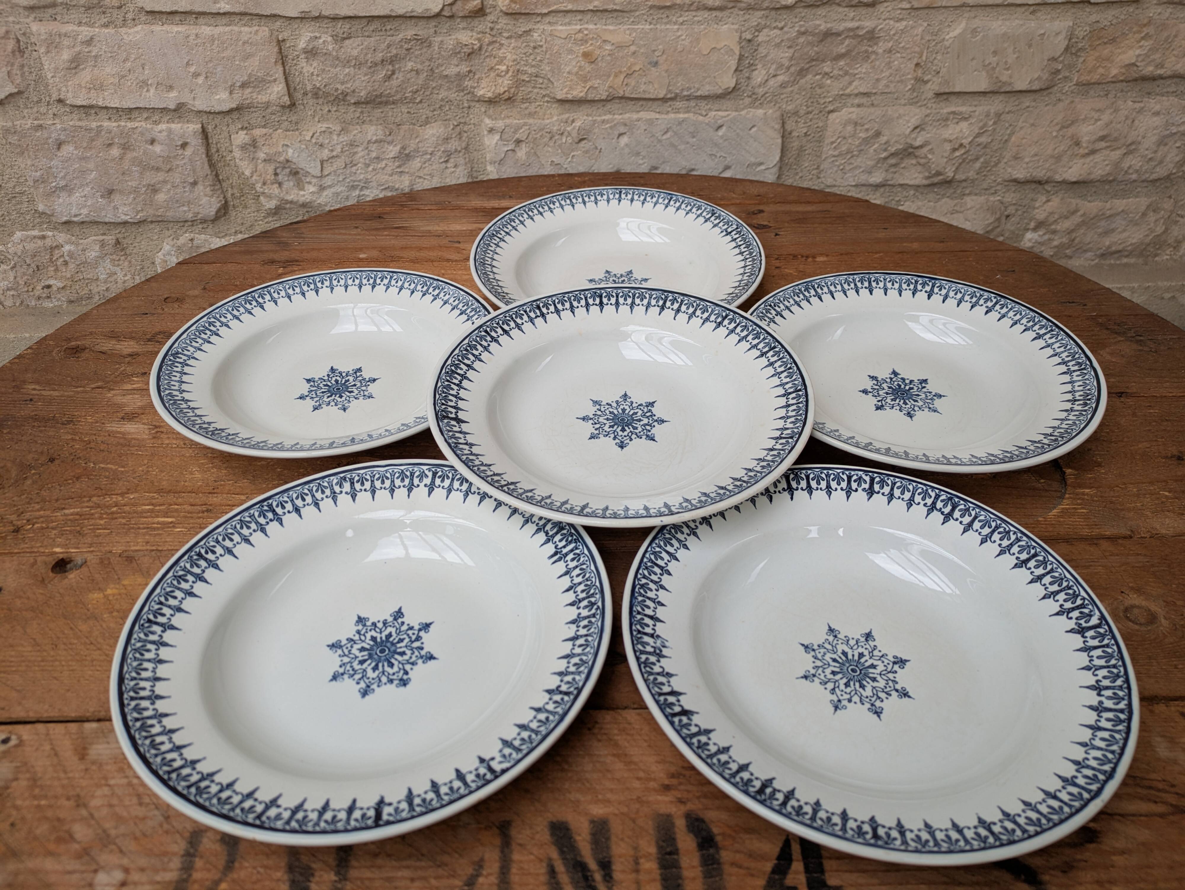 Set of 6 old ceramic soup plates, Primax saint model