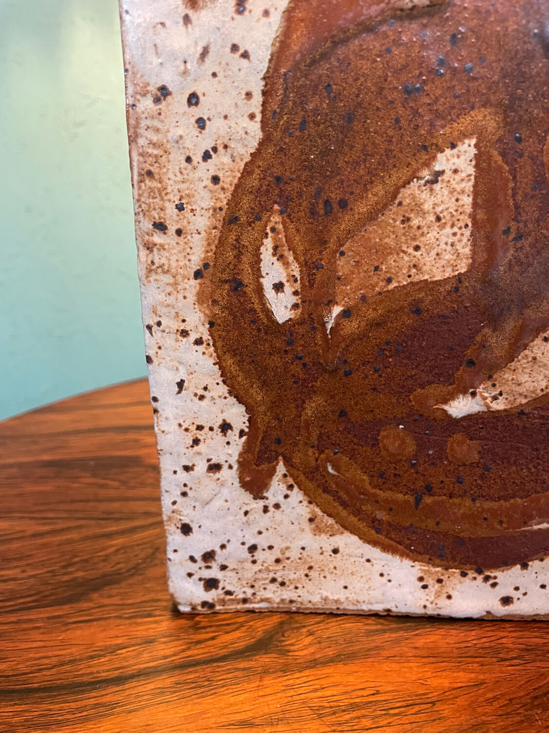 Danish Mid-Century Modern Pottery Table Lamp with Abstract Design 1975