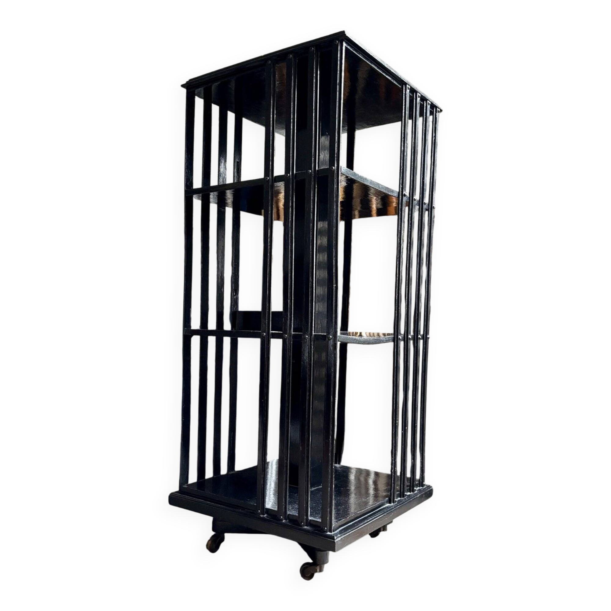 Napoleon III rotating bookcase in black wood