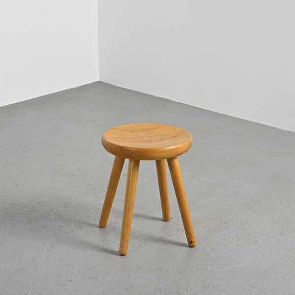 Tabouret en pin par René Martin, France, vers 1965