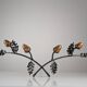 Signed Hand-Forged Iron & Wood Acorn Coat Rack, 1960s