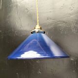 Blue opaline cone pendant light
