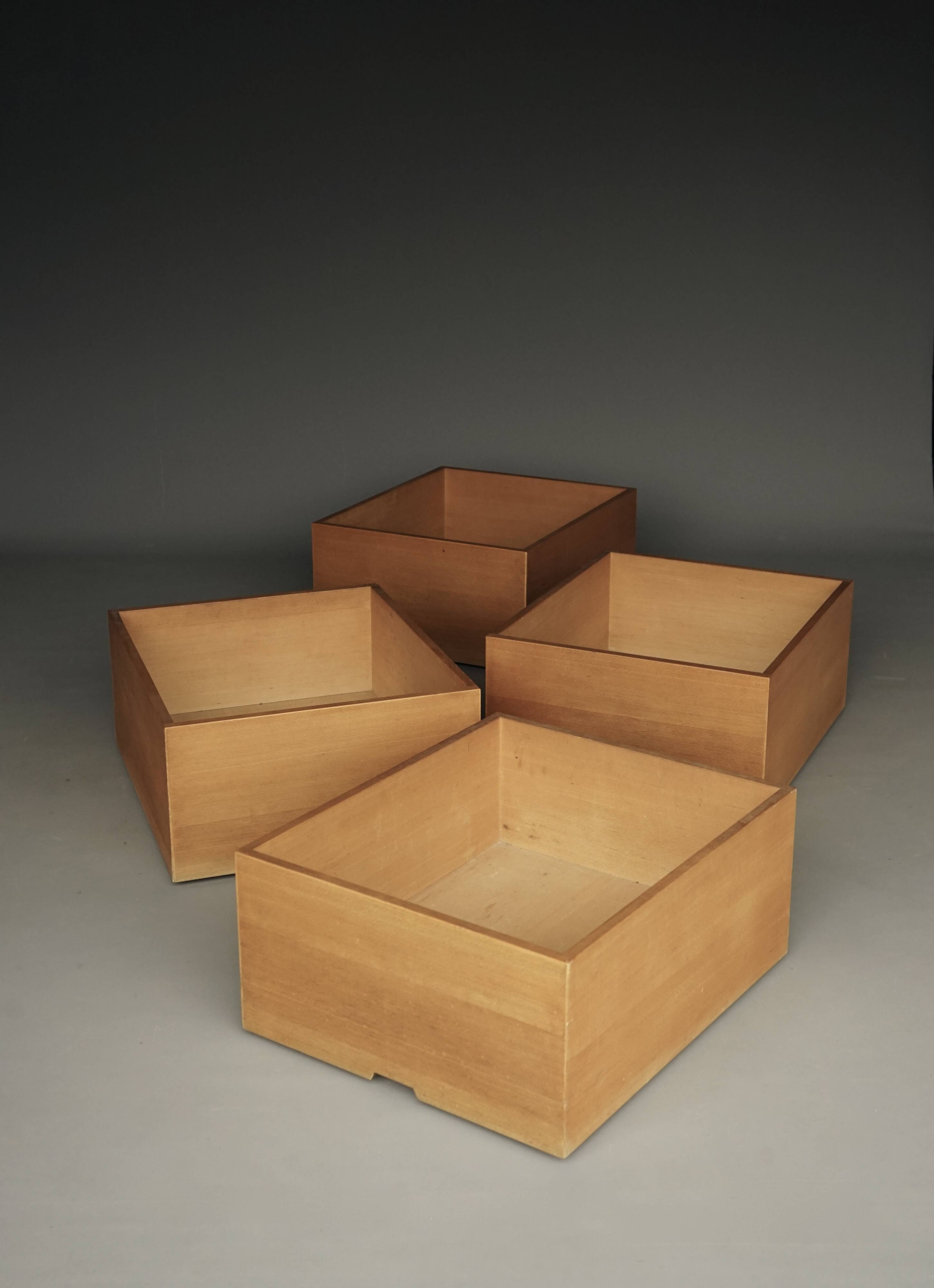 Storage Boxes in beech wood by Wim den Boon, 1967. Set of 4