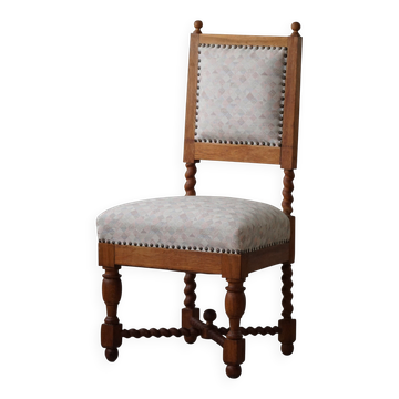 Chaise anglaise de style baroque avec pieds torsadés en chêne, années 1920