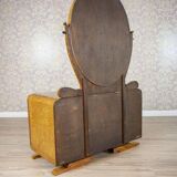 Early 20th Century Vanity Veneered with Karelian Birch with Oval Mirror, 1950s