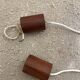 Pair of suspension in teak and vintage Scandinavian glass