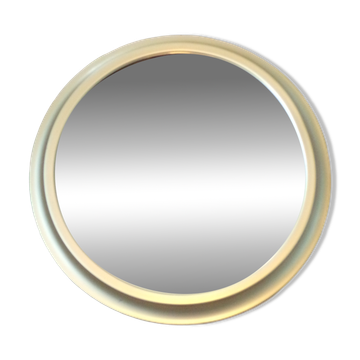 Miroir rond vintage cadre métal doré 44 cm Ø