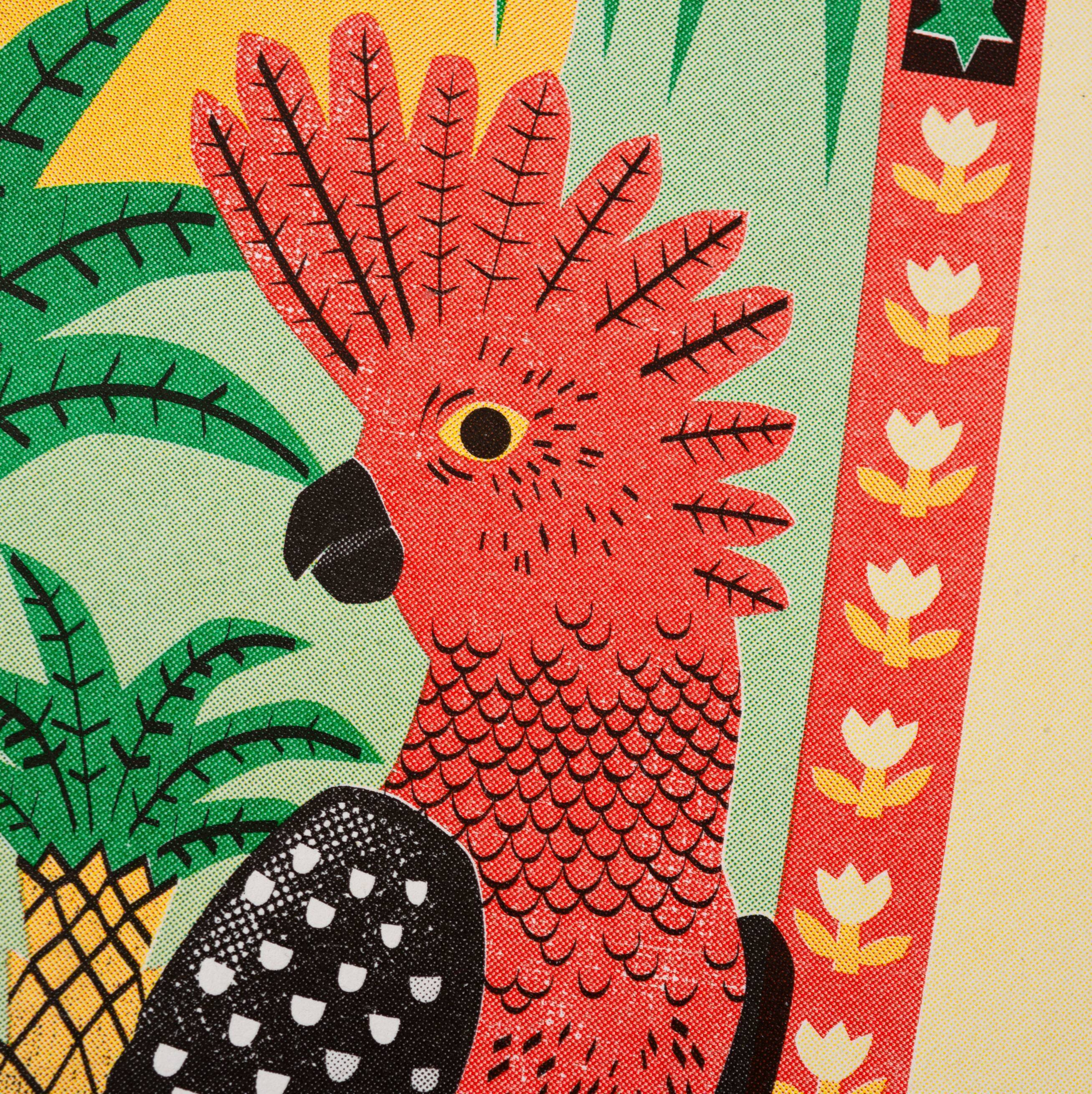 Parrot poster printed in risography