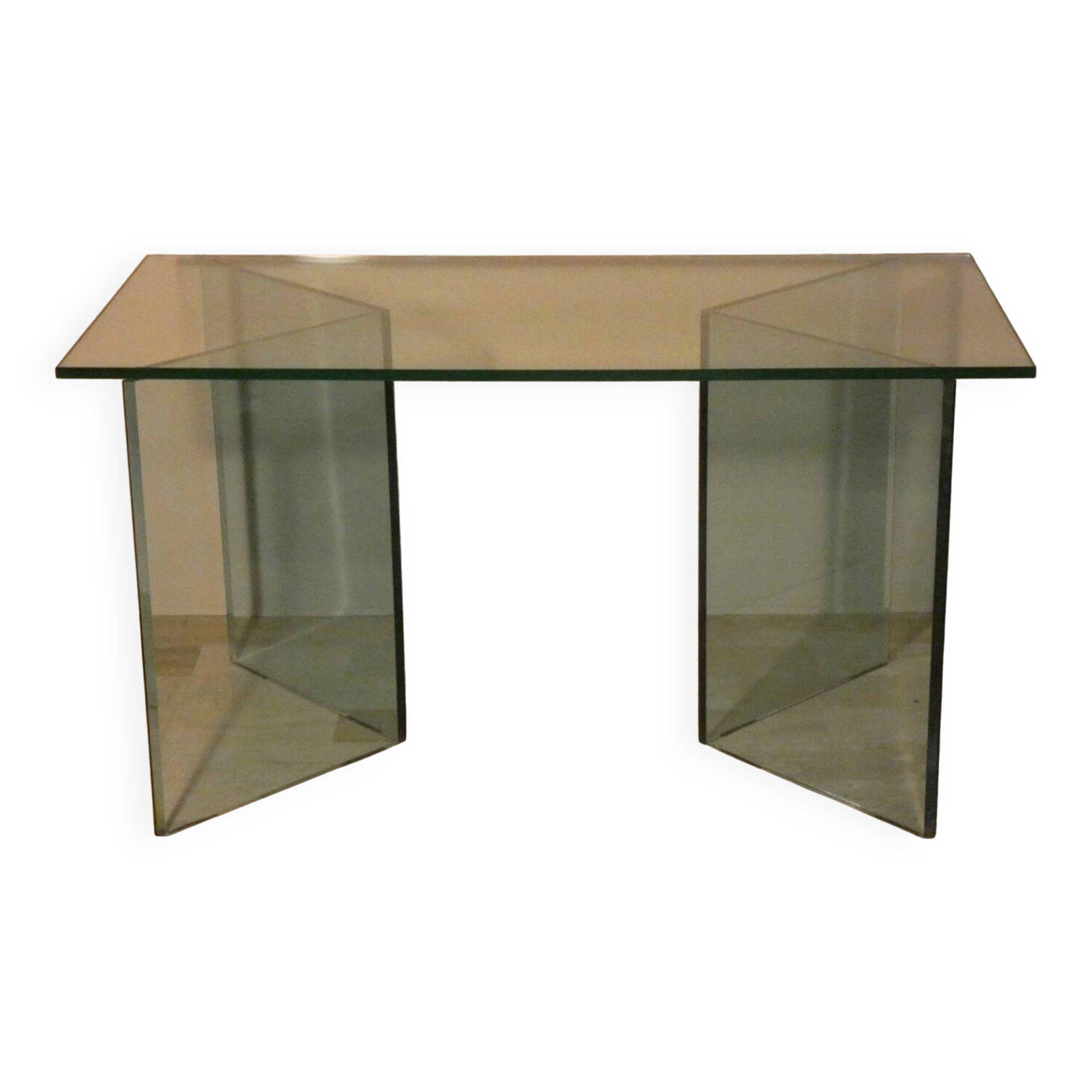 Bacco desk in transparent glass attributed to Tonelli, Italy, 1980s.