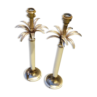 Pair of palm tree floor lamps