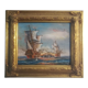 Oil on canvas signed Haney marine in gold frame