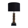 Vintage wood carved faux bamboo table lamp
